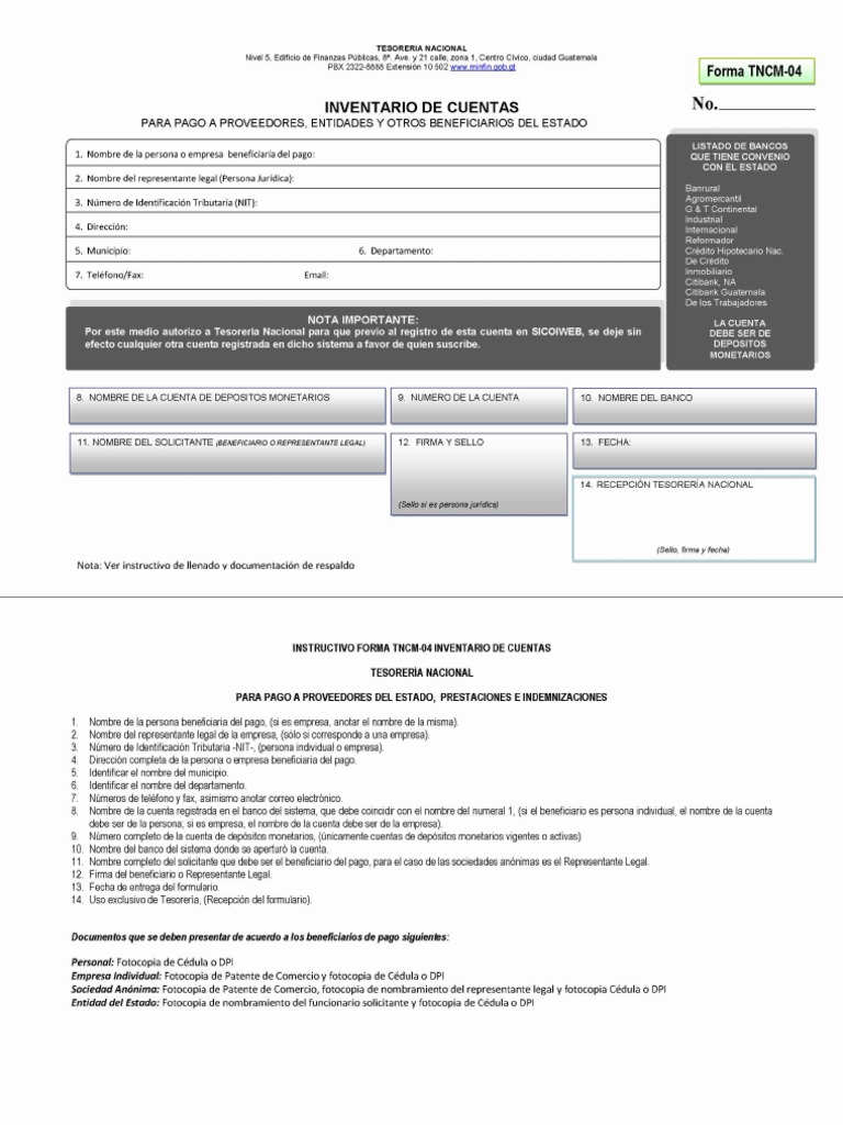 Forma tncm 04 inventario de cuentas pdf