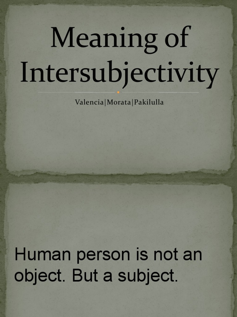 Intersubjectivity and Human Meaning | PDF