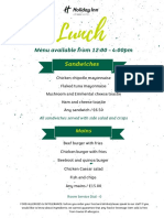 Lunch: Menu Available From 12:00 - 4:00pm