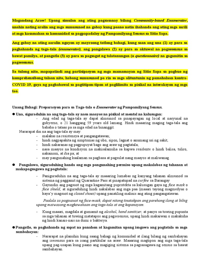 CLARISSA Sitio Sapa Profiling. VR Script, Preparasyon NG Taga-Tala | PDF