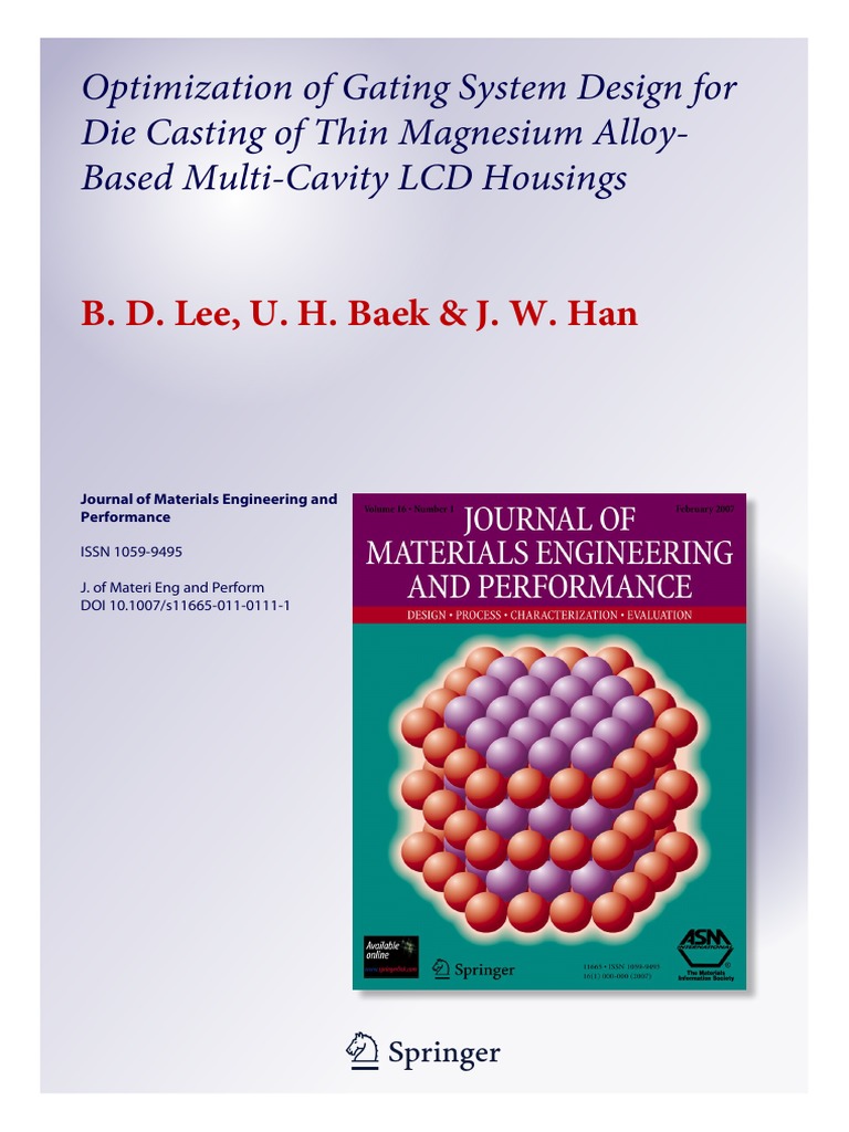 Optimization of Gating System Design For Diecasting of Thin Magnesium ...