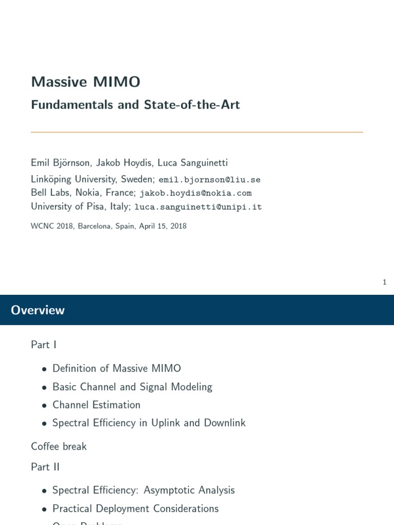 Massive MIMO WCNC18 | PDF | Duplex (Telecommunications) | Mimo