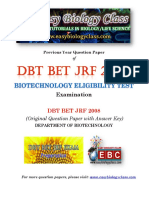 DBT BET JRF 2008 Solved Question Paper