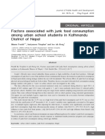 Factors Associated With Junk Food Consumption Among Urban School Students in Kathmandu District of Nepal