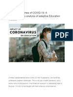 Education in Times of COVID-19 A Comprehensive Analysis of Adaptive Education Models