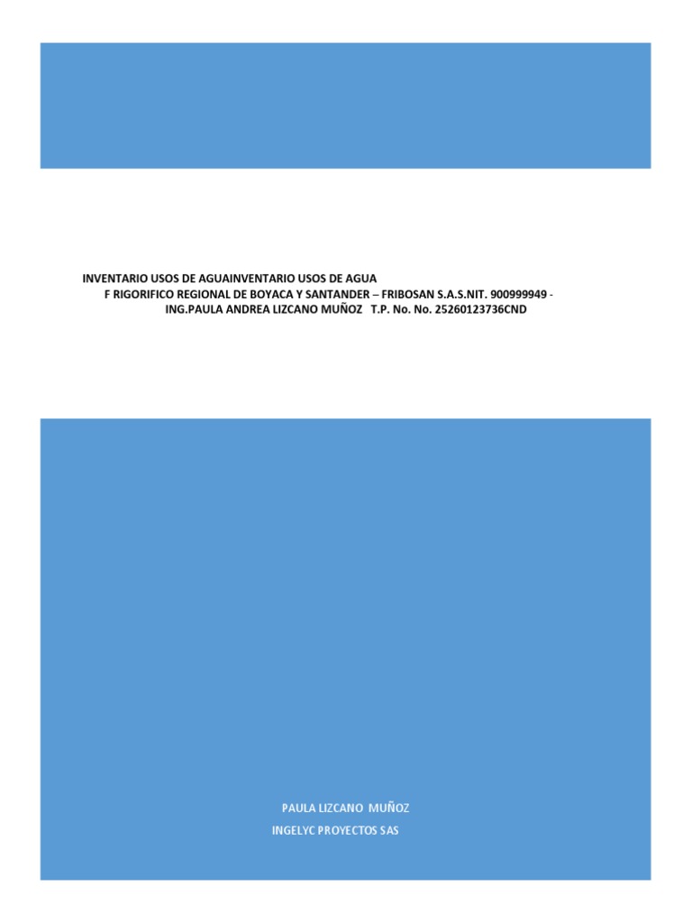 INVENTARIO USOS DE AGUA Aguas Arriba