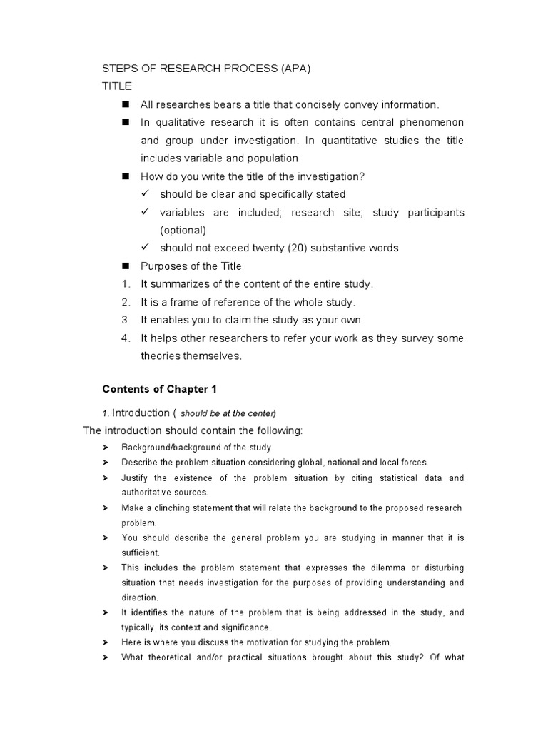 Research Process Steps in APA Format | PDF | Hypothesis | Justification