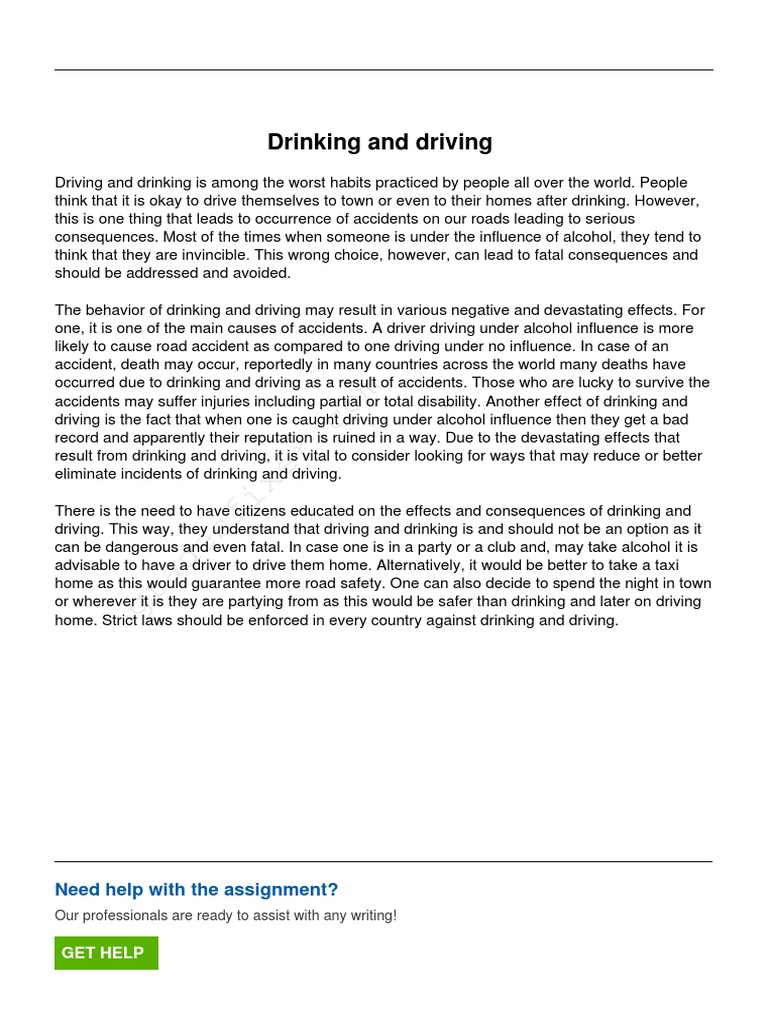Drinking and Driving PDF | PDF | Traffic Collision | Driving Under The ...