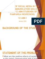 Effects of Social Media in The Verbal Communication Skills of Grade 12 Abm Studends of Pampanga Highschool 12 Abm I