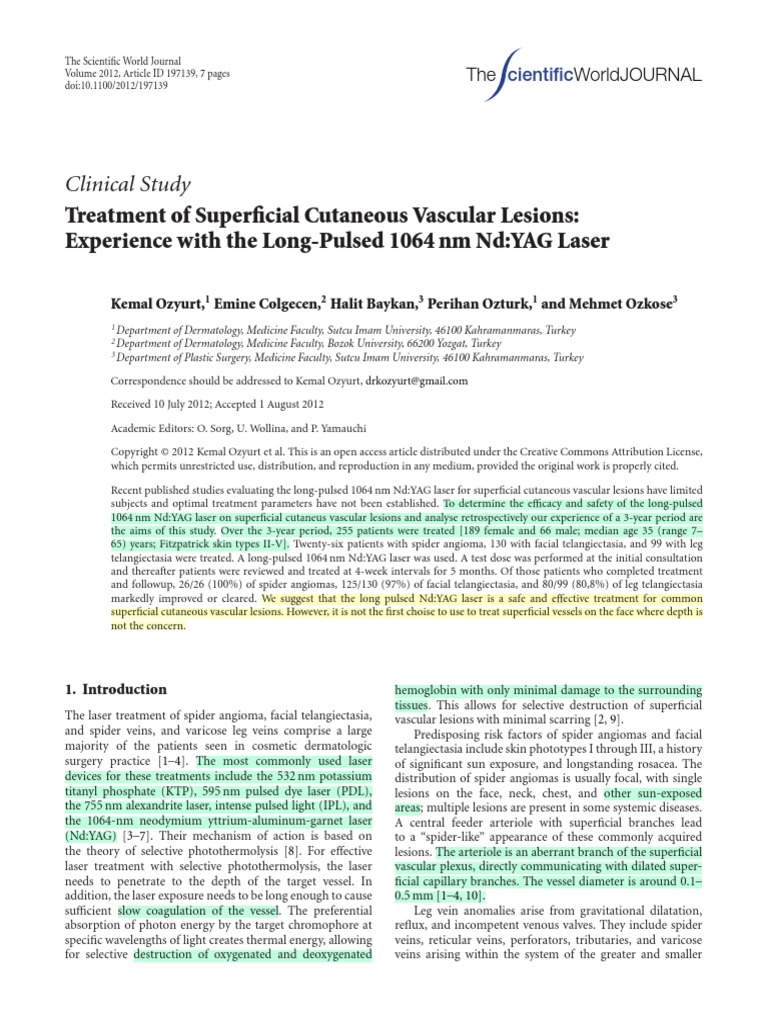 Treatment of Superficial Cutaneous Vascular Lesions - The ...