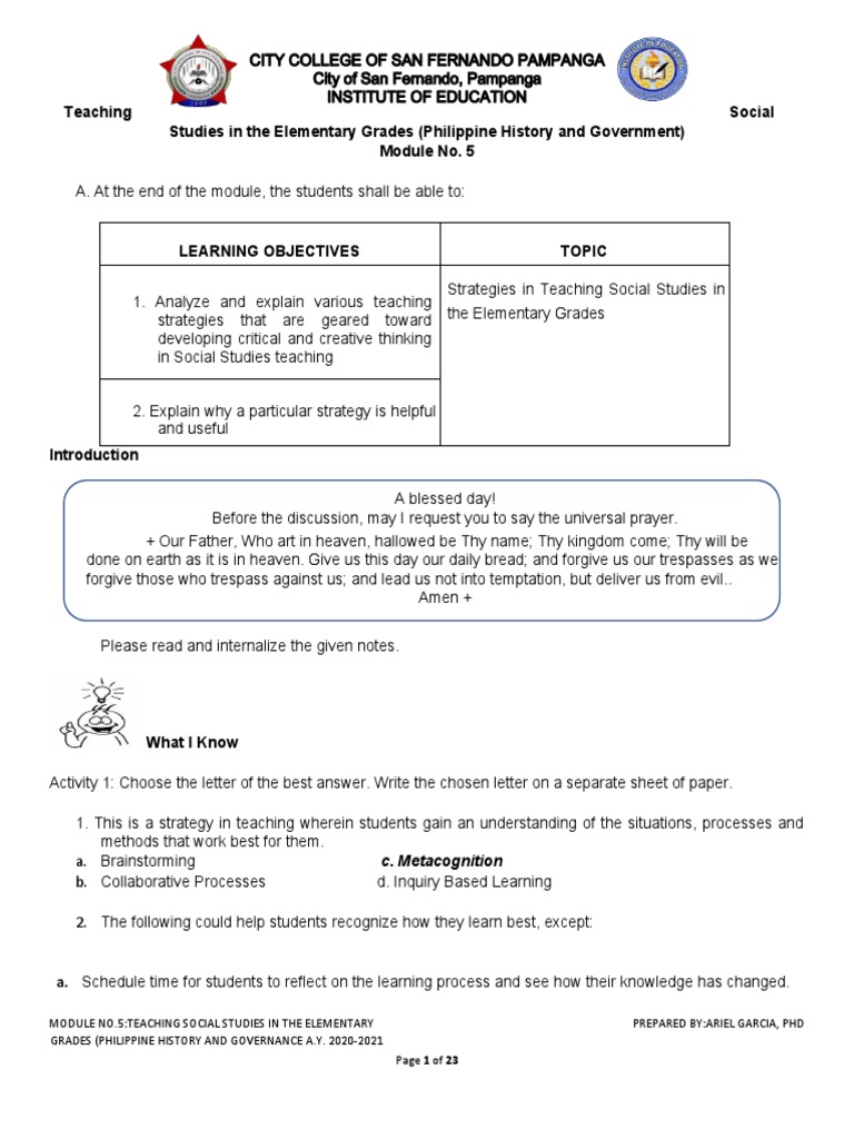 Strategies for Teaching Social Studies | PDF | Educational Technology ...