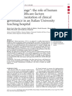 "Wind of Change" The Role of Human Centered Healthcare Factors in The Implementation of Clinical Governance in An Italian University Teaching Hospital