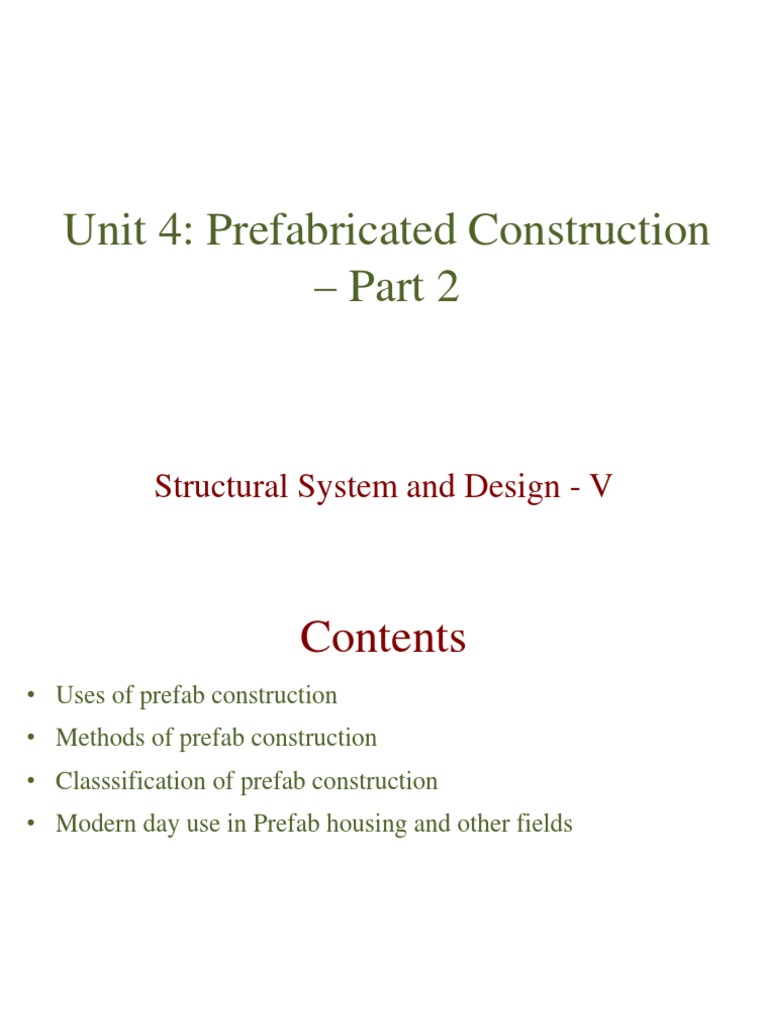 Week 14 - Prefabricated Construction | PDF | Precast Concrete | Civil ...