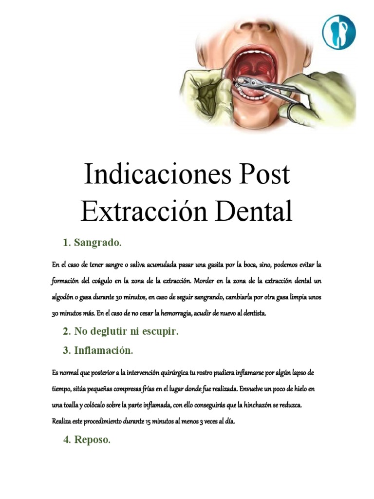 Indicaciones Post Extracción Dental PDF
