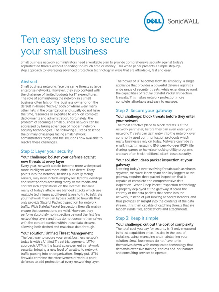 10 Easy Steps To Secure Your Small Business Whitepaper | PDF | Computer ...