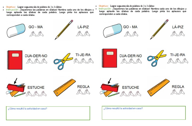 Actividades de Segmentación Silábica | PDF | Artes del Lenguaje y ...