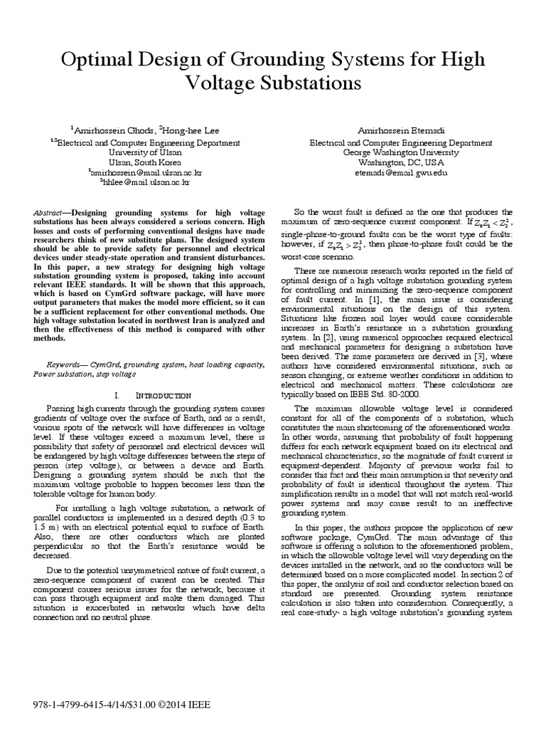 CYMGRD Optimal Design of Substation Grounding Grids | PDF | Electrical ...