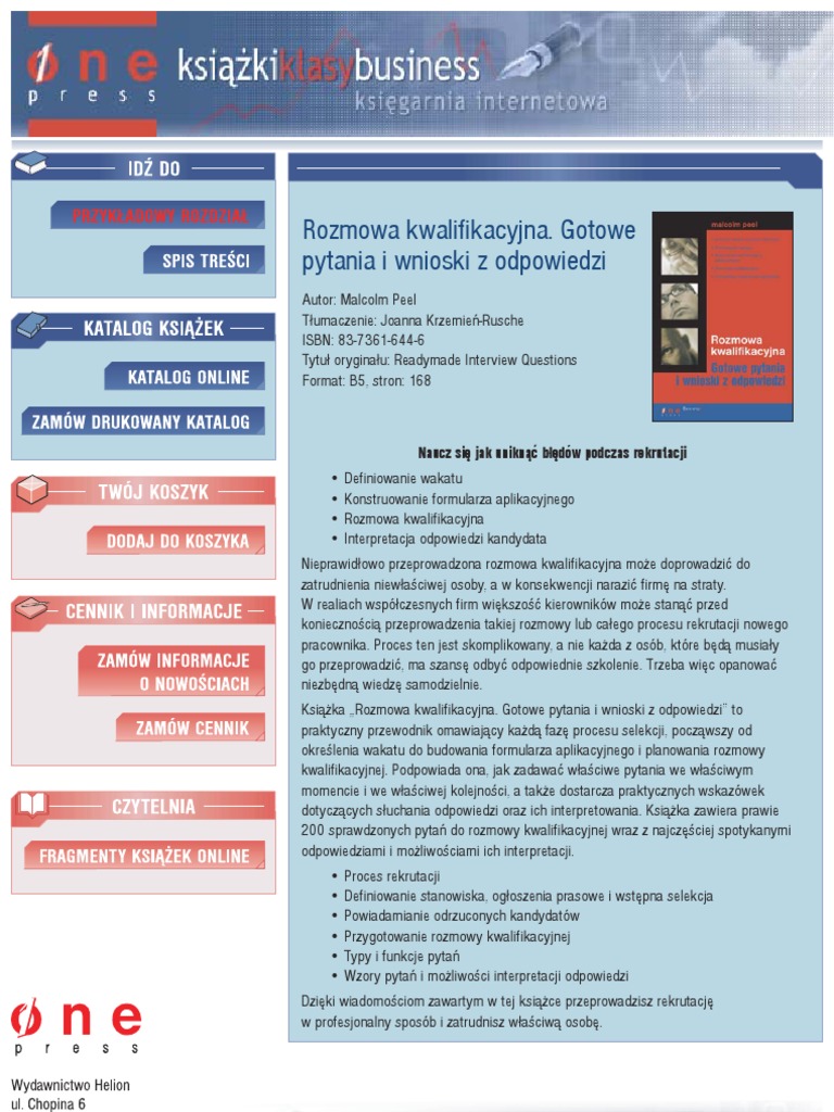Rozmowa Kwalifikacyjna Pytania I Odpowiedzi Pdf