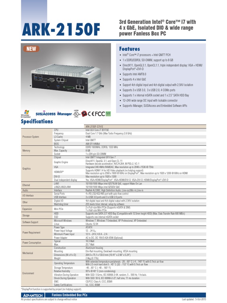 Ark-2150f DS (10.05.15) 20151012151337 | PDF | Hdmi | Usb