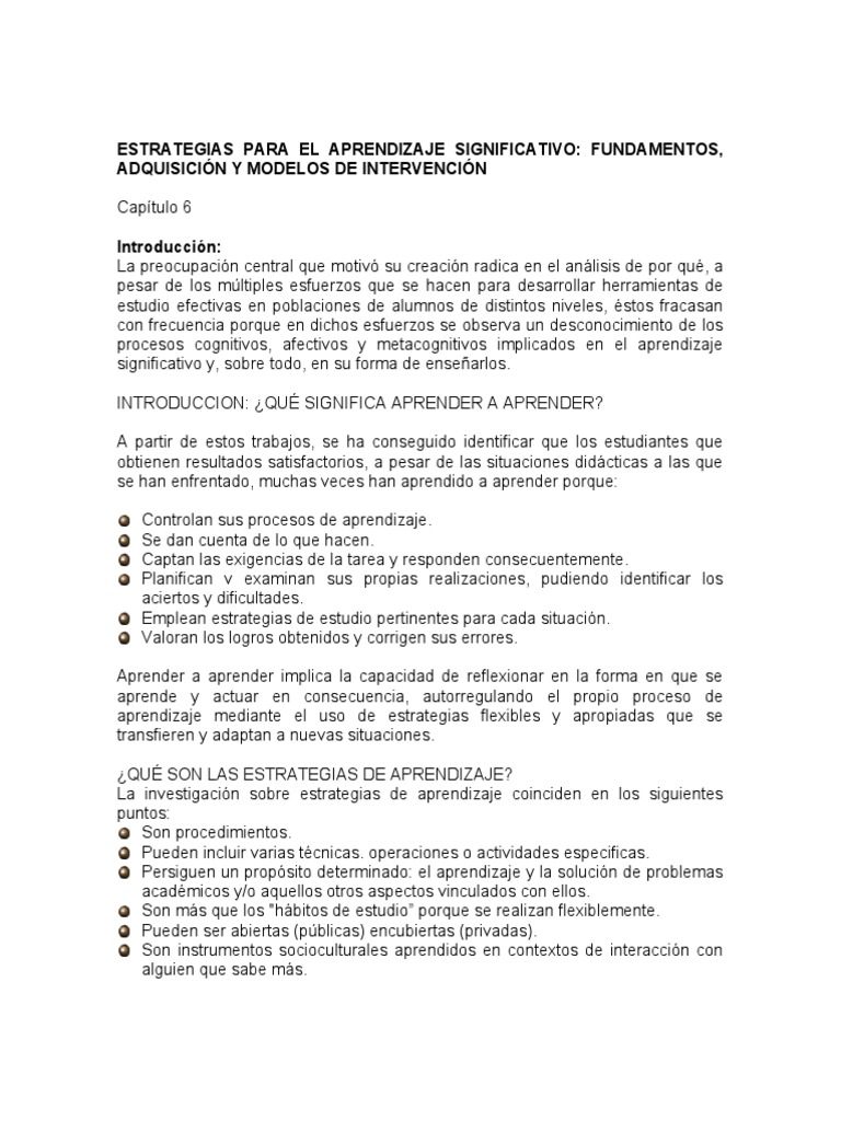 Estrategias Cognitivas para Aprendizaje | PDF | Memoria | Aprendizaje