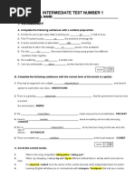 Intermediate Test Number 1: STUDENT'S FULL NAME: - 1. Vocabulary