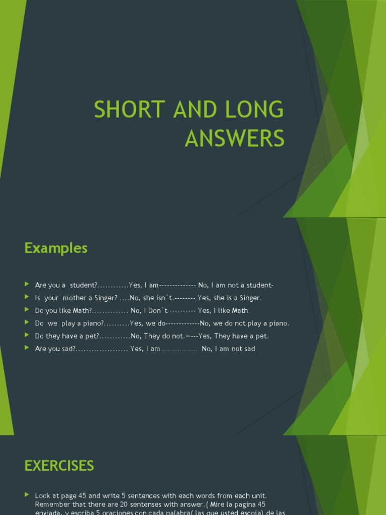 Short and Long Answer Examples | PDF | Foreign Language Studies
