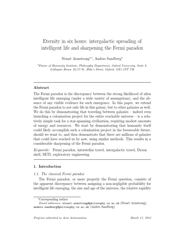 Intergalactic Life and Fermi Paradox | PDF | Outer Space | Mercury (Planet)