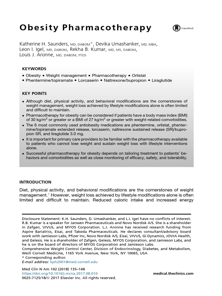 Obesity Pharmacotherapy | PDF | Obesity | Medical Treatments