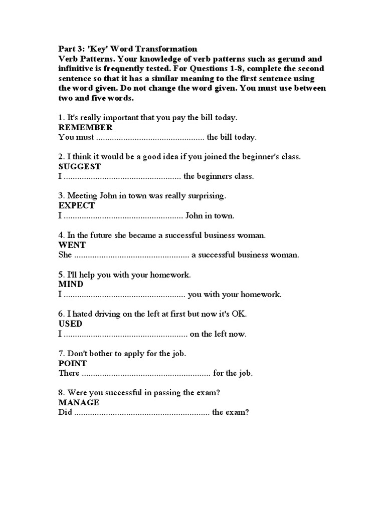 Part 3 Verb Patterns PDF | PDF | Home & Garden