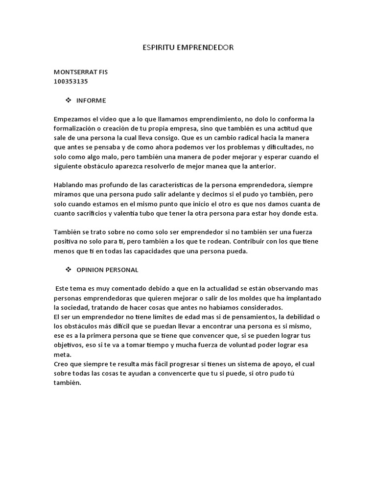 Espiritu Emprendedor | PDF