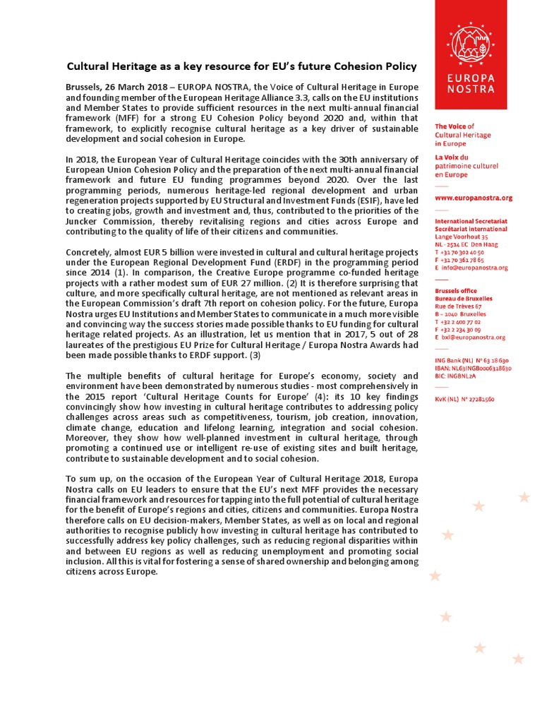 Cultural Heritage in EU Cohesion Policy | PDF | European Union | Economies