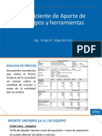 Coeficiente de Aporte de Equipos y Herramientas: Ing. Jorge A. Vega Benites