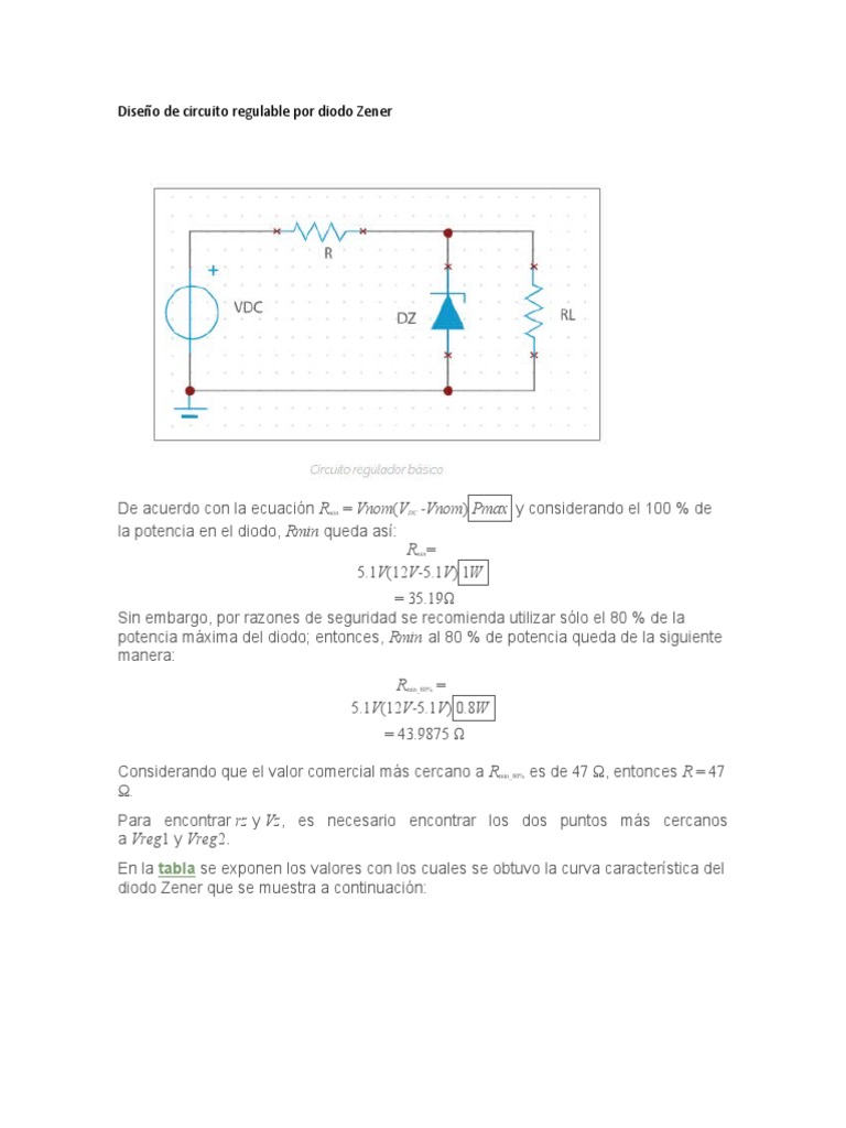 Diseño Fuente Regulable Diodo Zener | PDF