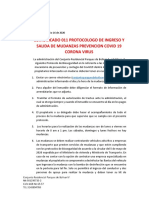 Comunicado 011 Protocolo de Prevencion Covid 19 Mudanzas y Trasteos