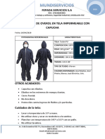 Ficha Tecnica Overol en Tela Impermeable