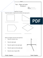 Worksheet 4 - Shapes, Angles and their Identification