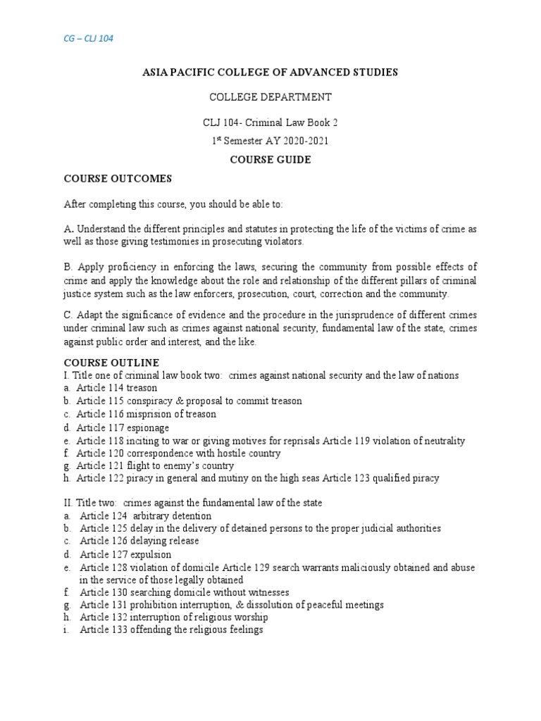 CLJ 104 Course Guide | Download Free PDF | Forgery | Defamation