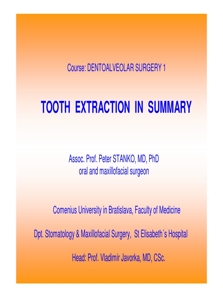 Tooth Extraction in Summary | PDF