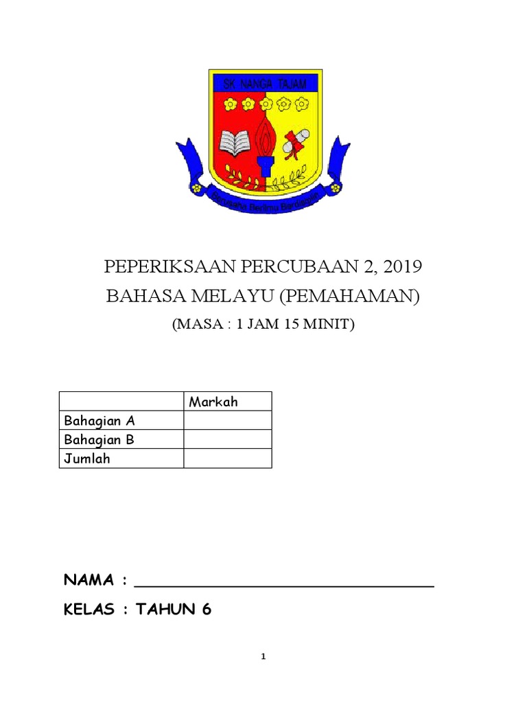 Kertas Ujian Tahun 6 AR2 PDF