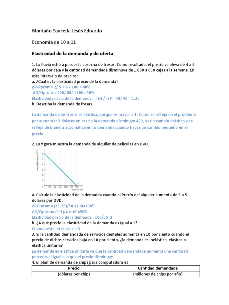 Elasticidad de la demanda y oferta | PDF | Elasticidad (economía) | La ...