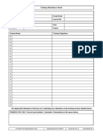 Training attendance sheet template