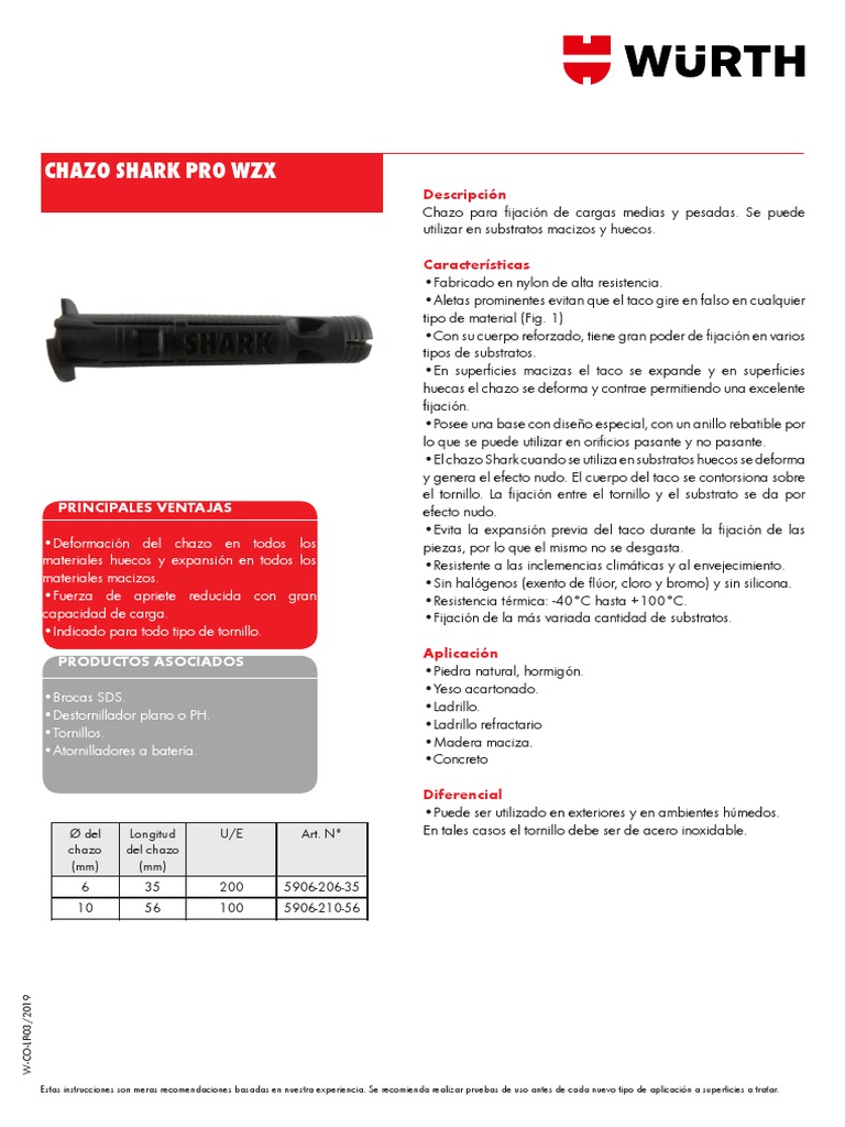 Chazo Shark Pro para Fijación Eficaz | PDF | Tornillo | Hormigón
