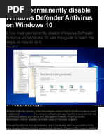 How To Permanently Disable Windows Defender Antivirus On Windows 10