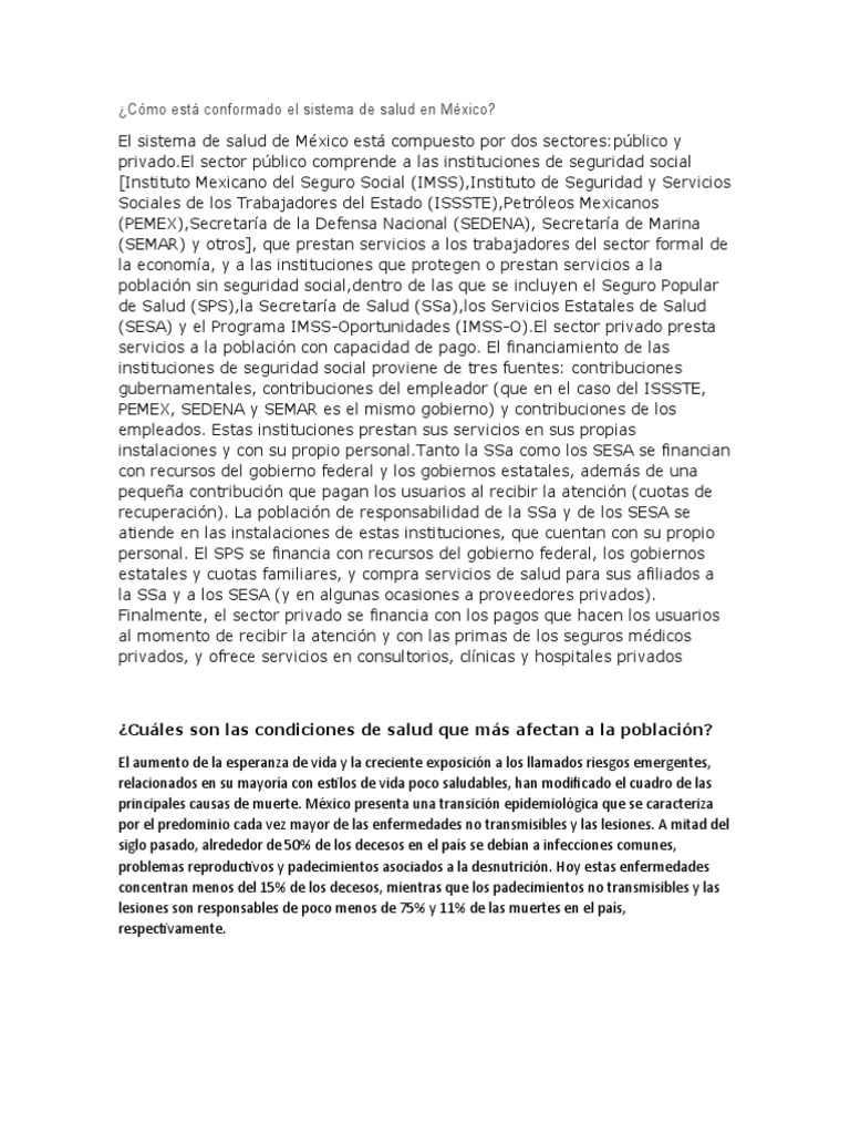 Cómo Está Conformado El Sistema de Salud en México | PDF | Ciencias de ...