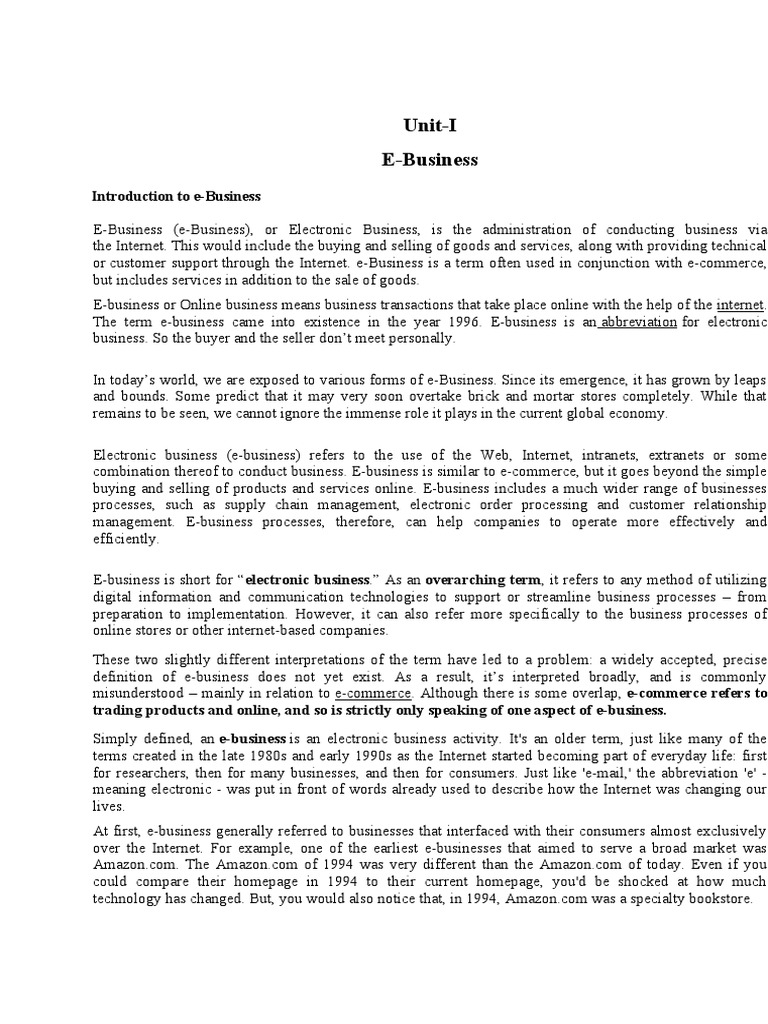Understanding E-Business and E-Commerce | PDF | Electronic Business | E ...