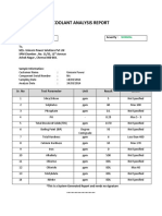 Coolant Analysis Report: Sample Number: CA24082 Severity