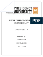 Law of Torts and Consumer Protection Act: Assignment - 9
