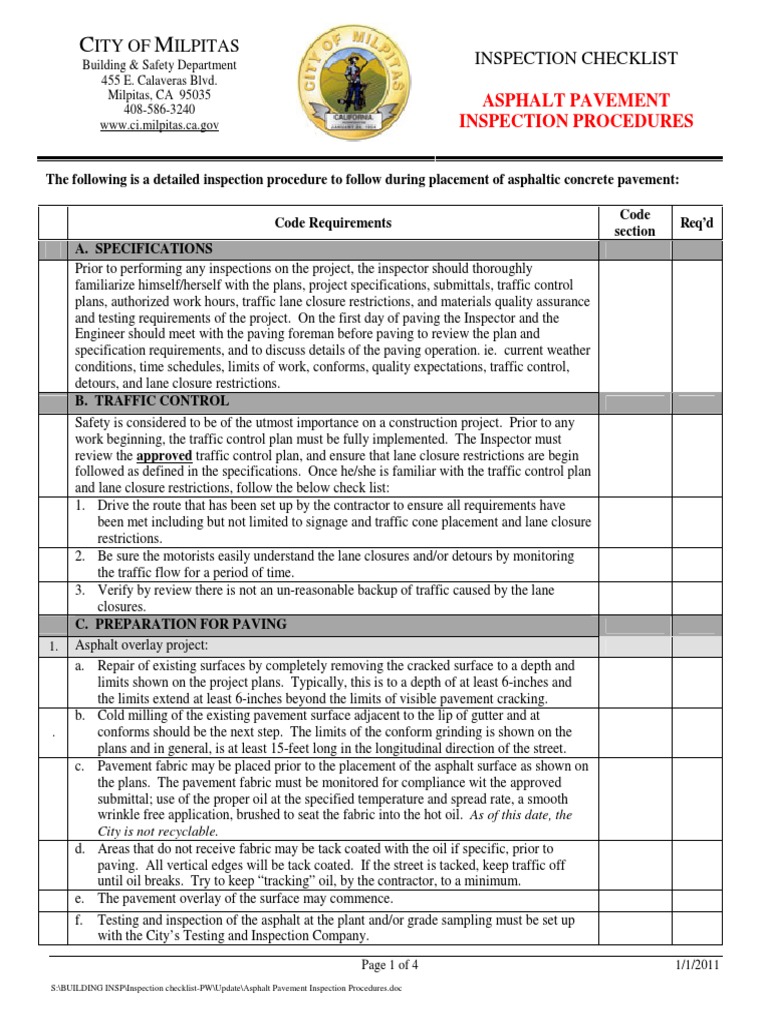 Asphalt Pavement Inspection Procedures | PDF | Road Surface | Asphalt