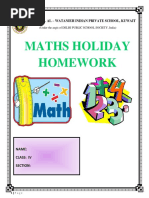 Class 4-MATHS Asssignment - Holiday HW-Answer Key