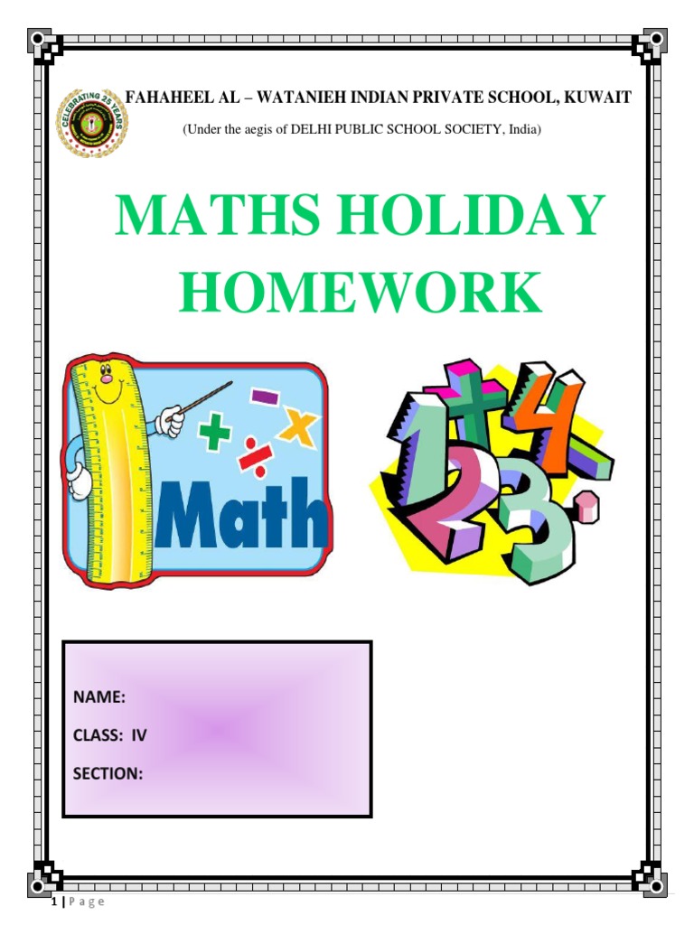 Class 4 Maths Holiday Homework Design | PDF | Teaching Mathematics